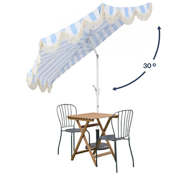Beverly 9 ft. Designer Classic Scalloped Fringe Half Market Patio Umbrella